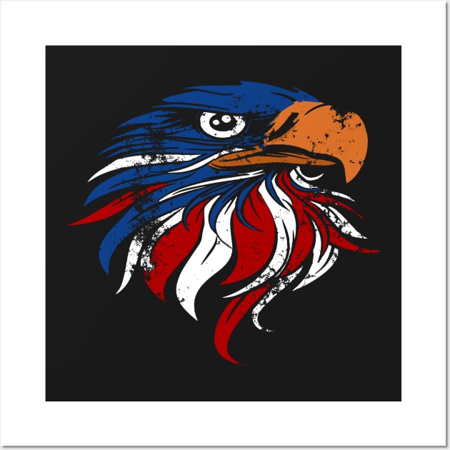 American Bald Eagle Flag Wall Art by Xeire